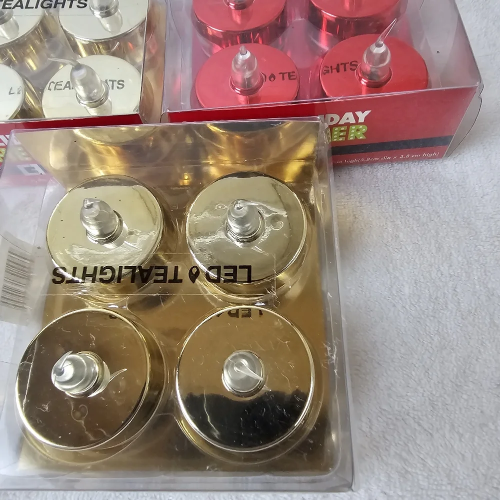 LED Tealights Set - Red and Gold